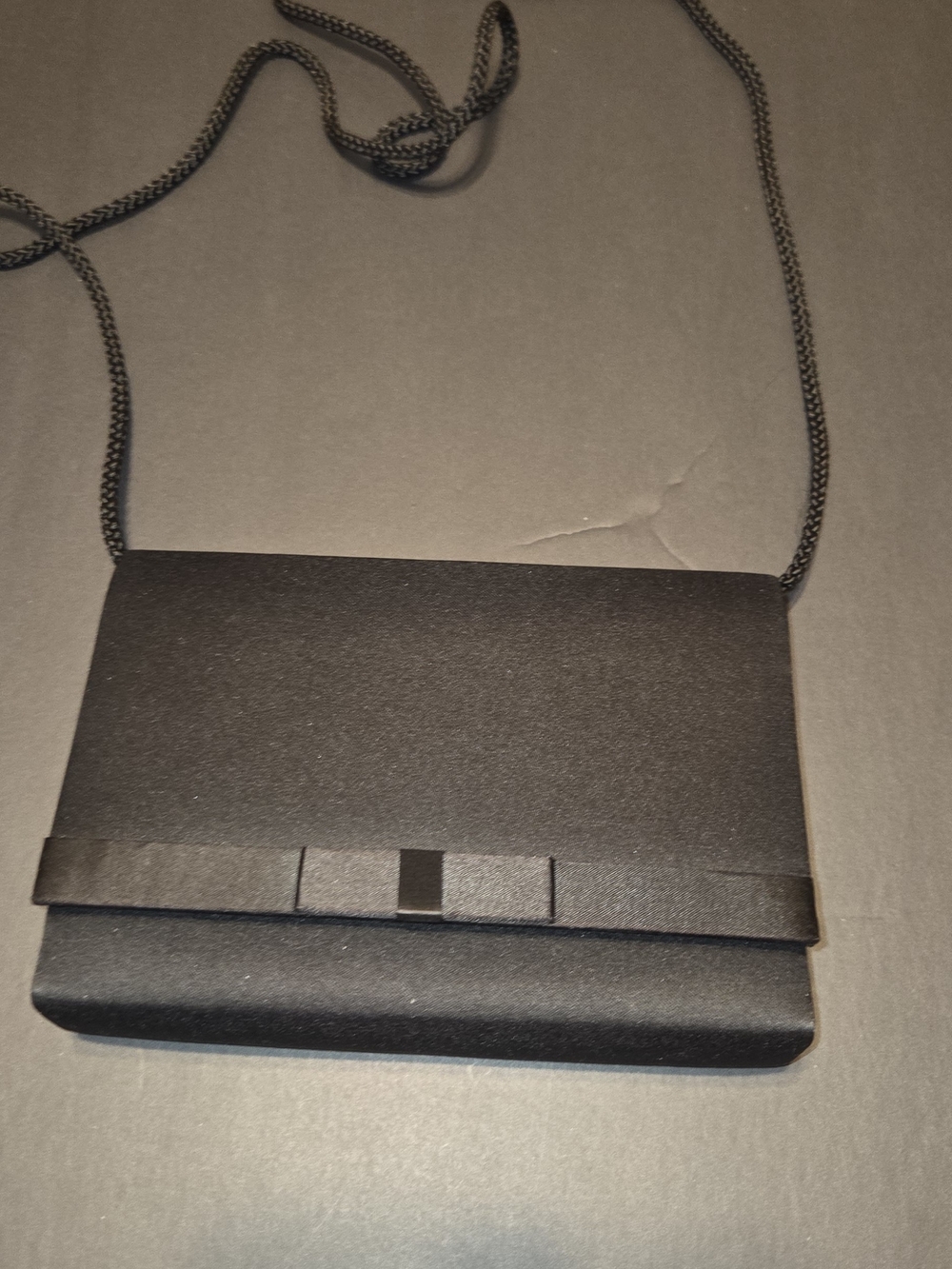 Black Evening Crossbody Bag with Bow Detail